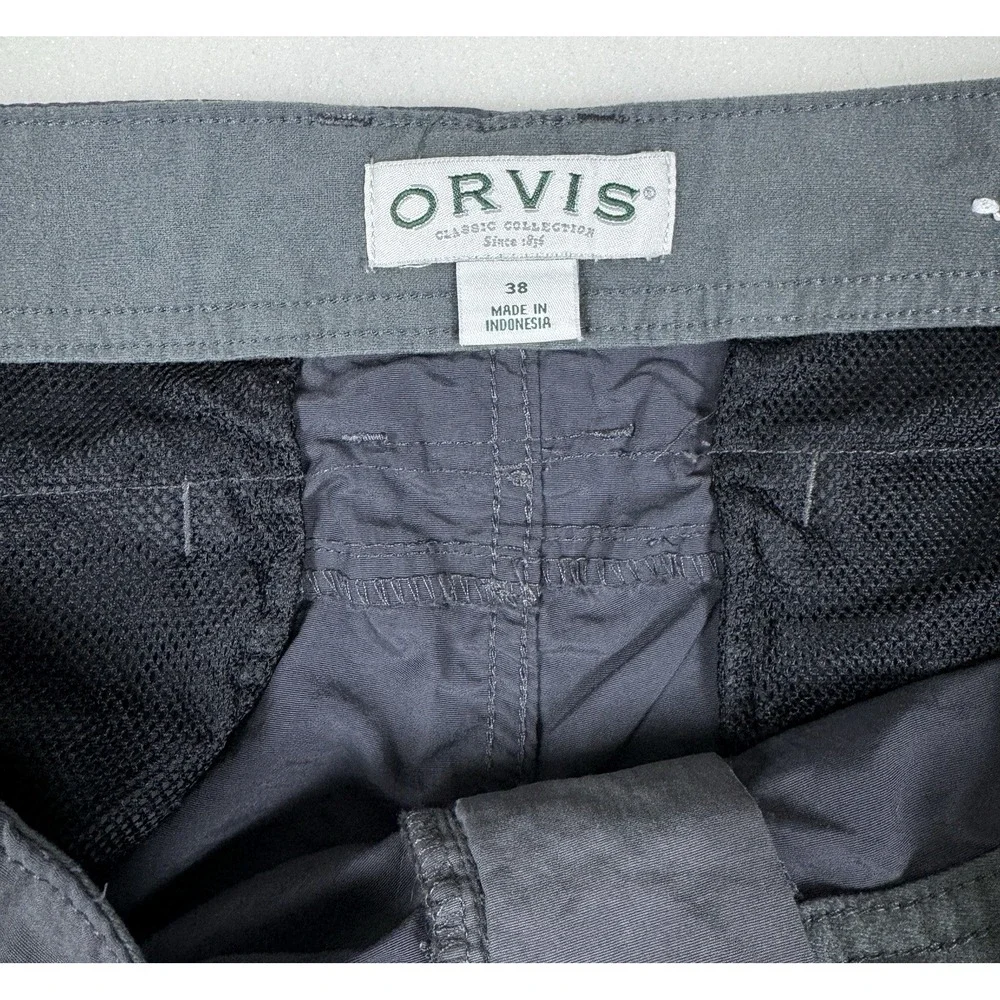 Orvis Mens 38 Gray Cargo Pockets Outdoor Hiking Shorts 100% Nylon 137013